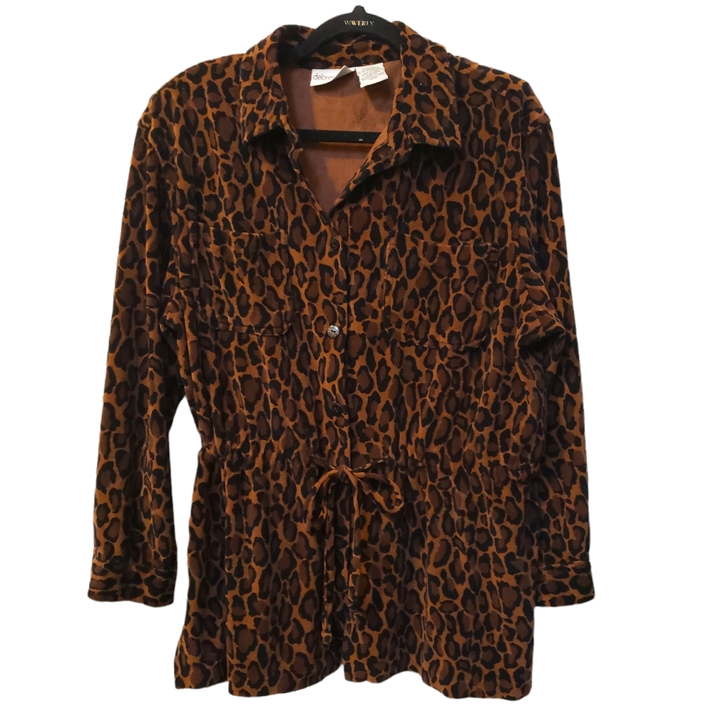 Vintage Delores Bell Animal Print Drawstring Blouse